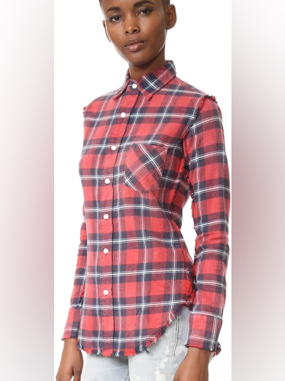 ‼️CLOSET CLOSING FINAL DAYS ‼️ R13 Slim Boy “inside out” Red Black Plaid shirt